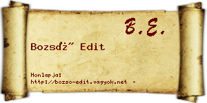 Bozsó Edit névjegykártya